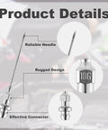 10 Piece Grease Injector Needle Kit For Most Grease Guns, 6cm Steel Nozzle Tips, close-up of needle and connector details