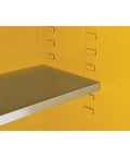 No Slouch Double Drum Safety Cabinet For Flammable Liquids With Manual Close and Drum Rollers Built Like A Boss interior shelf detail.