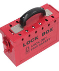 Portable Big Red Stainless Steel Lockout Tagout Box For Group Lockout Procedures 12 Locking Holes LOTO Station with handle