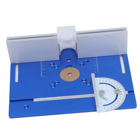 Rock Solid Aluminum Router Table Insert Plate For Woodworking Flip Top With Tight Precision Fit And Smooth Cutting Action Built Different To Crush All Your Projects No Sweat On Any Compatible Workbench Today, blue alloy, smooth surface.