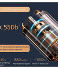 Close-up of 4.0 HP motor for adjustable speed belt conveyor system with lightweight aluminum alloy frame, showing specifications.