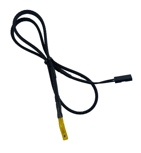 Precision 10K Ohm NTC Thermistor Temperature Wire Sensor For PC Water Cooling with black wire and yellow probe end.