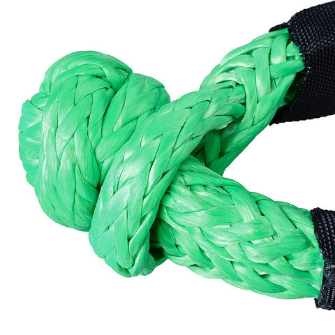 Four Pack Heavy Duty Green Synthetic Soft Shackle Ropes With 38000 Lbs Breaking Strength And 15000 Lbs WLL close-up