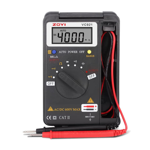 Front view of Starter-Friendly Digital Multimeter Card Tester With Auto Ranging 4000 Count, AC DC Voltage, Resistance, Continuity