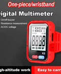 Pro Grade Digital Multimeter With Auto Range And Backlight Portable Handheld Meter for Electricians, wristband, red design