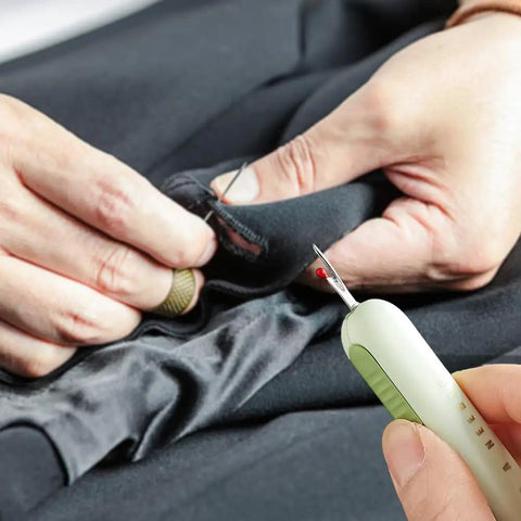 Using Pro Grade Two In One Needle Threader And Seam Ripper Tool For Sewing Upgraded 2024 Dual Head Seam Remover on fabric