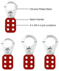 Built Tough Lockout Tagout Station With Clear Viewing Lid Fully Loaded Loto Kit Holding 14 Numbered Padlocks Heavy Duty Hasps Safety Tags Nylon Cables For Tradesmen red padlock hasp with chrome plated steel and nylon handle
