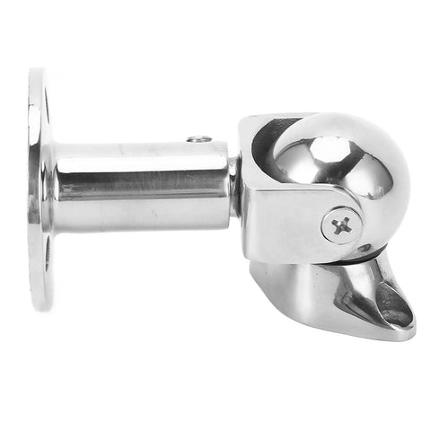 Stainless Steel Marine Magnetic Door Stopper With Self Aligning Rotating Head And Adjustable 3 5 To 4 5 Inch Length side view of polished metal head.