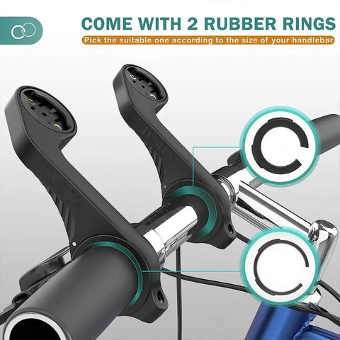Out Front Ride Ready Bike Mount with rubber rings on handlebars for Garmin Edge GPS Computers and XOSS, universal front mount