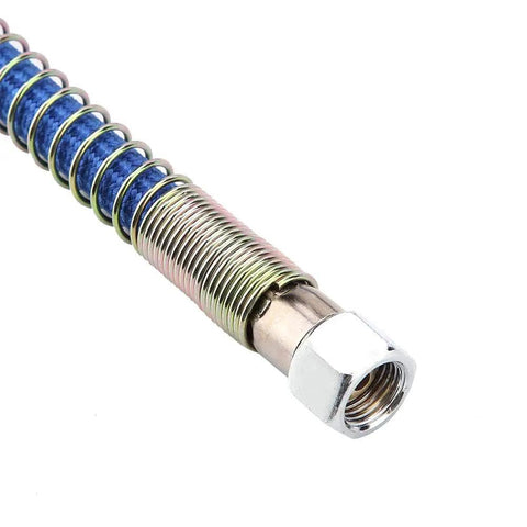 Close-up of 5m Silicone Steam Hose Lightweight High Temp Flexible Tube For Irons And Boilers with metal connector.