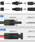 Heavy Duty Solar Crimping Tool Kit For 2.5 4 6 Square Millimeter And 10 14 AWG Cables male and female connectors dimensions