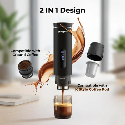 Portable Drip Coffee Maker On The Go 2 In 1 Compatible With K Cup And Ground Coffee Self Heating With LCD Display USB C