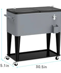 Portable Rolling Cooler Ice Chest Cart Trolley for Outdoor Parties and Patio Decks 80Qt Beer Cooler on Wheels with Bottle Opener