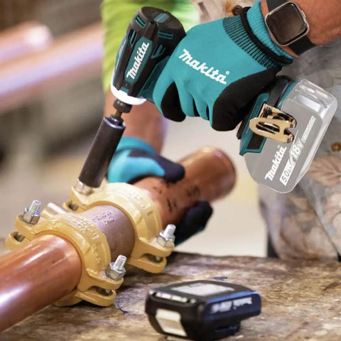 Using Brushless 18V Cordless Impact Driver with Quick Shift Mode and 4 Speed Settings for Fastening on copper pipe.