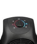Close-up of controls on 2 In 1 Space Heater And Fan For Home And Office Portable 1500W Energy Efficient Adjustable Tilt Two Heat Settings