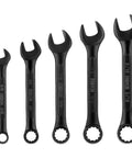 Set of black chrome wrenches from the Ultimate 148 Piece Home Repair Tool Kit Set With Durable Chrome Finished Alloy Steel Tools Ergonomic