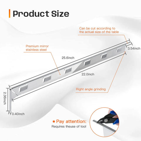 Diagram of Stove Gap Covers 25.6 Inches Long And 0.4 Inch Wide With Aluminum Heat Resistant Easy To Clean Left And Right 2 Pack.