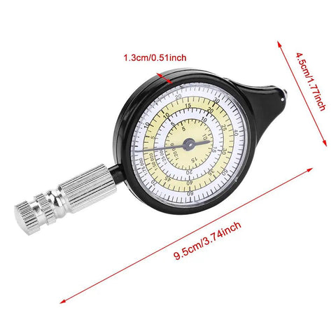 Rugged Mini Map Measuring Wheel For Dead Accurate Outdoor Distance Tracking And Trail Navigation Featuring Heavy Duty Alloy Build, black manual measuring tool with dial.