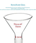 Beefy Oblique Offset Glass Funnel With 60 Degree Angle, 75mm Borosilicate Powder Funnel With 24 40 Joint For Lab Use, Heavy Duty Build
