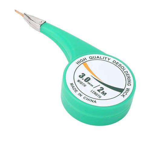 Flux Coated Solder Wick Desoldering Braid With 2M Length And 3mm Width spool for clean PCB repairs and efficient wire removal.