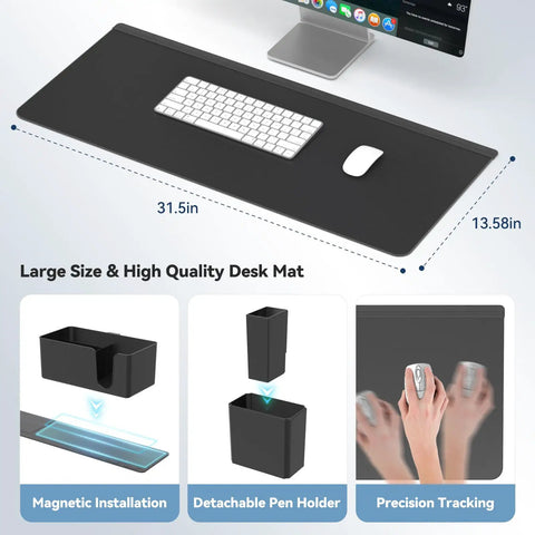 5 In 1 Desk Pad Organizer Set With Large Mouse Pad, Phone Stand, Cup Holder, Pen Holder, Storage Box And Card Case, desktop use