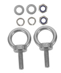 Stainless Steel Eye Bolt Anchor With Closed Ring M6x20 Deep Anchorage For Concrete And Machinery Mounting Includes Spring Washer Flat Washer And Nylon Locking For Solid Strength And Easy Hookups, front view with washers and lock nut