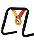 Mini Gong Steel Shooting Target For.22 Caliber With Stand featuring orange gong and adjustable steel frame for backyard practice.
