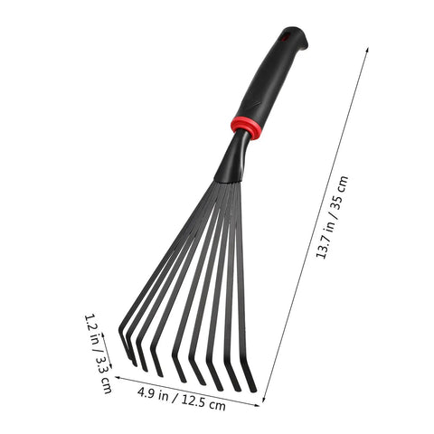 Nine Tines Metal Garden Hand Rake Set For Yard Lawn And Flower Beds Mini Cultivator Tools With Easy Grip Handle