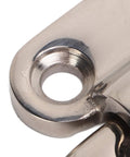Close-up of stainless steel hole on Folding Pad Eyes D Rings for Marine Yacht Deck Hardware, polished finish, corrosion resistant.