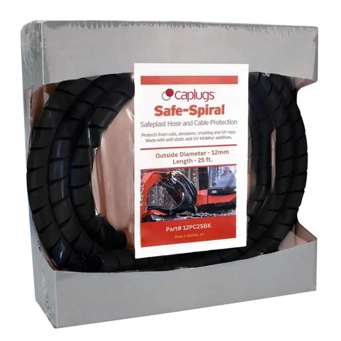 Go-To Safe-Spiral Pre-Cut Spiral Wrap For Hoses And Cables Black HD-PE 0.50 Inch OD By 25 Foot Pre-Cut Length Hose And Cable Protector