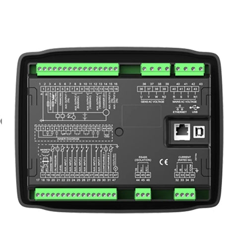 Generator Controller AMF Auto Start Module For Power Station Automation And Monitor Panel Phase Angle Control Pro Grade Auto Start Interface For Generator Set Management And Remote Monitoring, front view