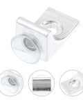 10 Pcs Silver Zinc Alloy Corner Shelf Brackets With Suction Cups Right Angle Glass Shelf Supports, product view with suction detail.