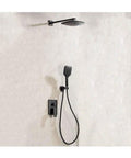 UMJIGF Black Shower System with Hot and Cold Water Contemporary Shower Faucet Set Multifunction Single Handle Shower Combo Set with Square Shower Head, Handheld Shower,Stainless,Abs Shower Head on wall with sophisticated design.