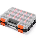 Heavy Duty Parts Storage Box With Removable Grid Compartments For Easy Tool Organization, Pro Grade PP Case, Double-Sided 32x27x8
