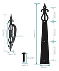 Heavy Duty Steel Decorative Garage Door Hardware Kit With Slick Damping Handles And Frameless Cabinet Compatible Hinges, showing dimensions.