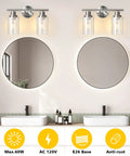 Two Light Vanity Lights Brushed Nickel Wall Sconce With Clear Glass Shade For Modern Bathroom Lighting Above Mirrors