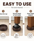 Steps for using 10 Pack Furniture Caster Cups With Plush Felt Bottom Anti Skid Floor Savers Grippy Wheel Guards.