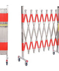 Tough Expandable Metal Barricade And Portable Folding Security Gate For Quick Road Closure Setup Plus Rock Solid Scissor Barrier with wheels.