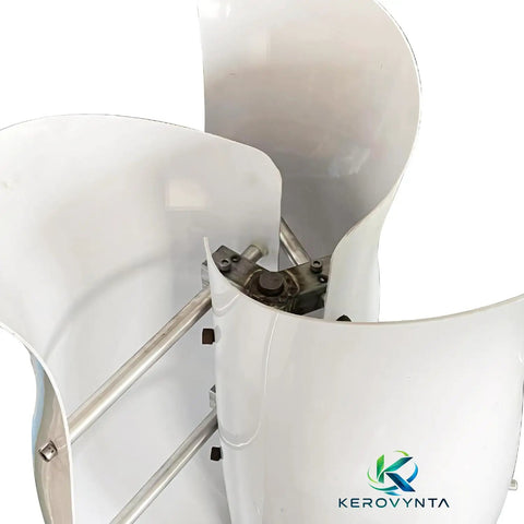 800W Vertical Wind Turbine Kit With 12V 24V 48V Configs, 3 Blade Maglev Wind Generator With MPPT Controller, white blades close-up view