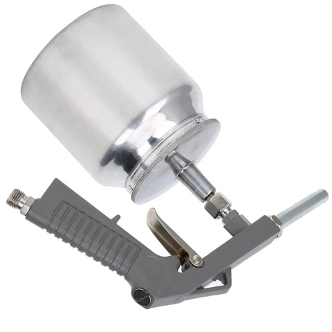 Garage Ready Heavy Duty Pneumatic Spray Gun Pro Grade Air Paint Sprayer with aluminum cup and trigger handle for easy use.