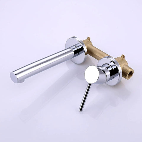 Wall Mount Bathroom Faucet For Sink Modern Chrome Single Handle Brass Valve Built To Last With Solid Brass Construction No Fuss