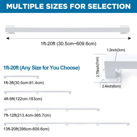 Rock Solid 5 Foot White Industrial Handrail Heavy Duty Galvanized Steel Railing Kit showing multiple size options from 1ft to 20ft.