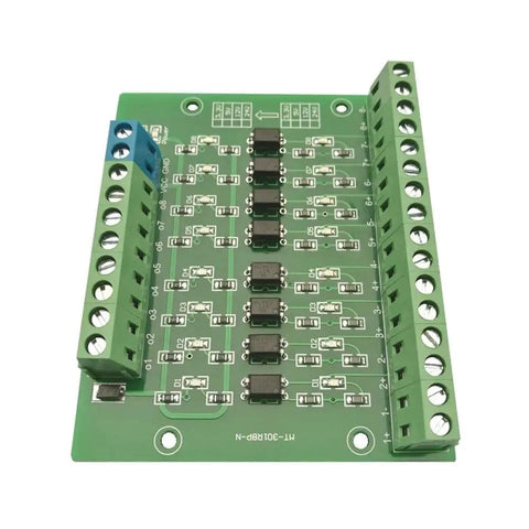 Top view of 8 Channel Optocoupler Relay Module Isolated 24V To 5V, PLC PNP Signal Converter With 20KHz Isolation