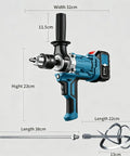 Cordless Drill And Cement Mixer With 2 Speed Torque Control Plus 180 Degree Swivel Handle For Mortar Grout And Wood Drilling Built Like A Tank To Crush Heavy Mixes With Zero Sweat dimensions and design details