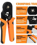 Top Notch Square Ferrule Crimper Kit With 2000 Wire Connectors AWG 28-7 Heavy Duty Connector Tool For Electrician Pros Doing Wiring Jobs Fast And Reliable. orange-handled ferrule crimper with hex jaws, 6.81-inch length
