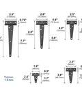 Hella Sturdy Heavy Duty T Shaped Black Iron Barn Door Hardware Kits Built Tight For Rustic Kitchen Cabinets Secure Wardrobes And Patio Gate Brackets Pair dimensions diagram.