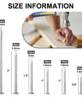 420 Piece Stainless Steel Hardware Nails Set For Home Use With Six Sizes Up To Three Inches Long Including Wood Nails Wall Nails Brad Head Nails And Finish Nails Ideal For Hanging Pictures And Everyday DIY Woodworking with size information and hammering demonstration.