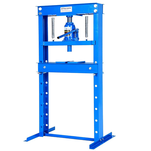 20 Ton Hydraulic H-Frame Shop Press With Adjustable Table And Stamping Plates For Auto Repair Garage Use And Metalworking Built Tough Ideal For Bearing Removal U-Joint Install Straightening And Press Fits Blue