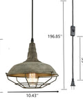 Farmhouse Plug In Pendant Light With 16 Feet Hanging Cord And Wire Cage Shade In Dark Charcoal Gray Finish For A Cool Industrial Chic Vibe