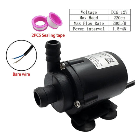 Heavy Duty Submersible Peristaltic Pump With Auto Control DC 4-12 Volt 280L-Hour Flow Rate High Head Water Circulation System For Aquariums And Hydroponics Tanks Super Reliable Performance